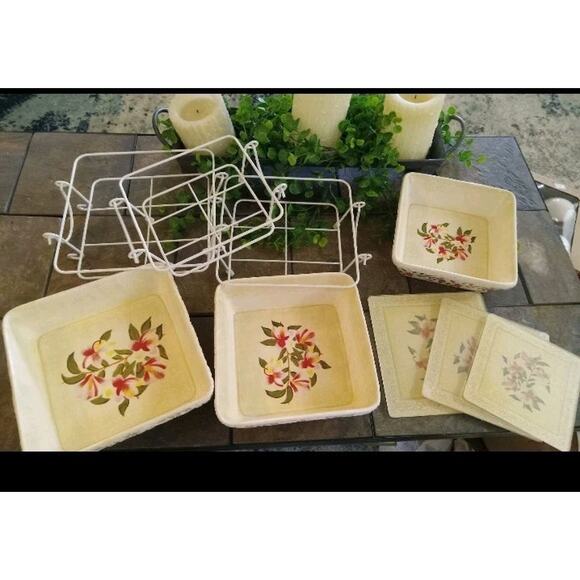Temp Tations 9pc Casserole Bakers Set 2.5, 2.0 & 1.5qt Magnolia Design Embossed - Picture 2 of 12